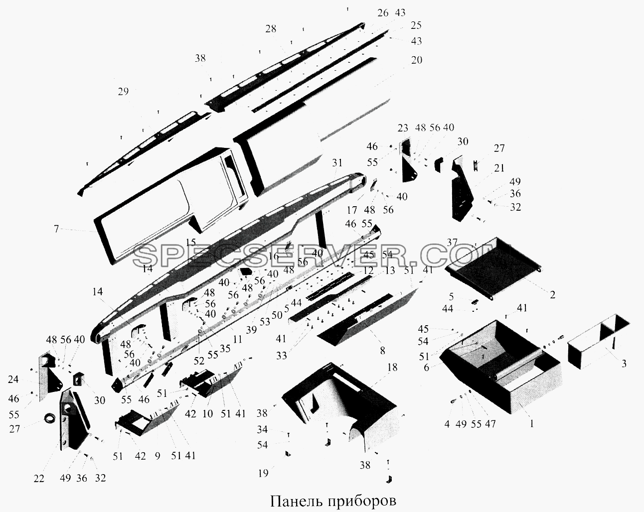 Панель приборов для МАЗ-5516А5 (список запасных частей)
