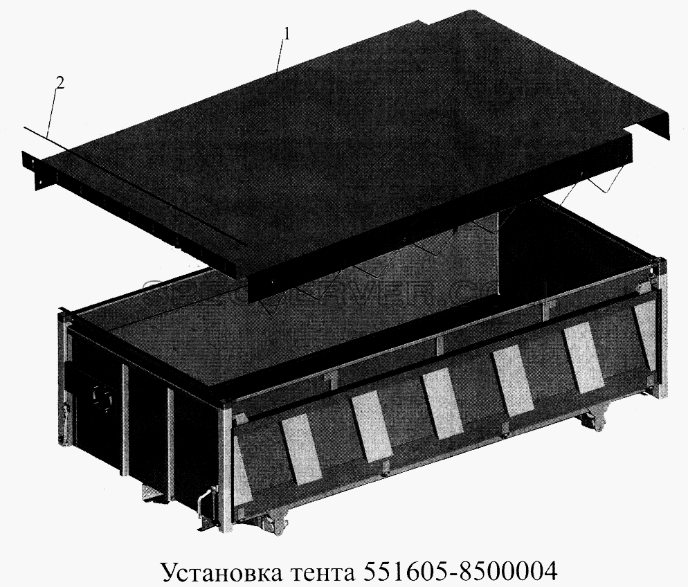 Установка тента 551605-8500004 для МАЗ-5516А5 (список запасных частей)