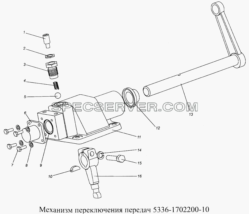 Механизм переключения передач 5336-1702200-10 для МАЗ-5516А5 (список запасных частей)
