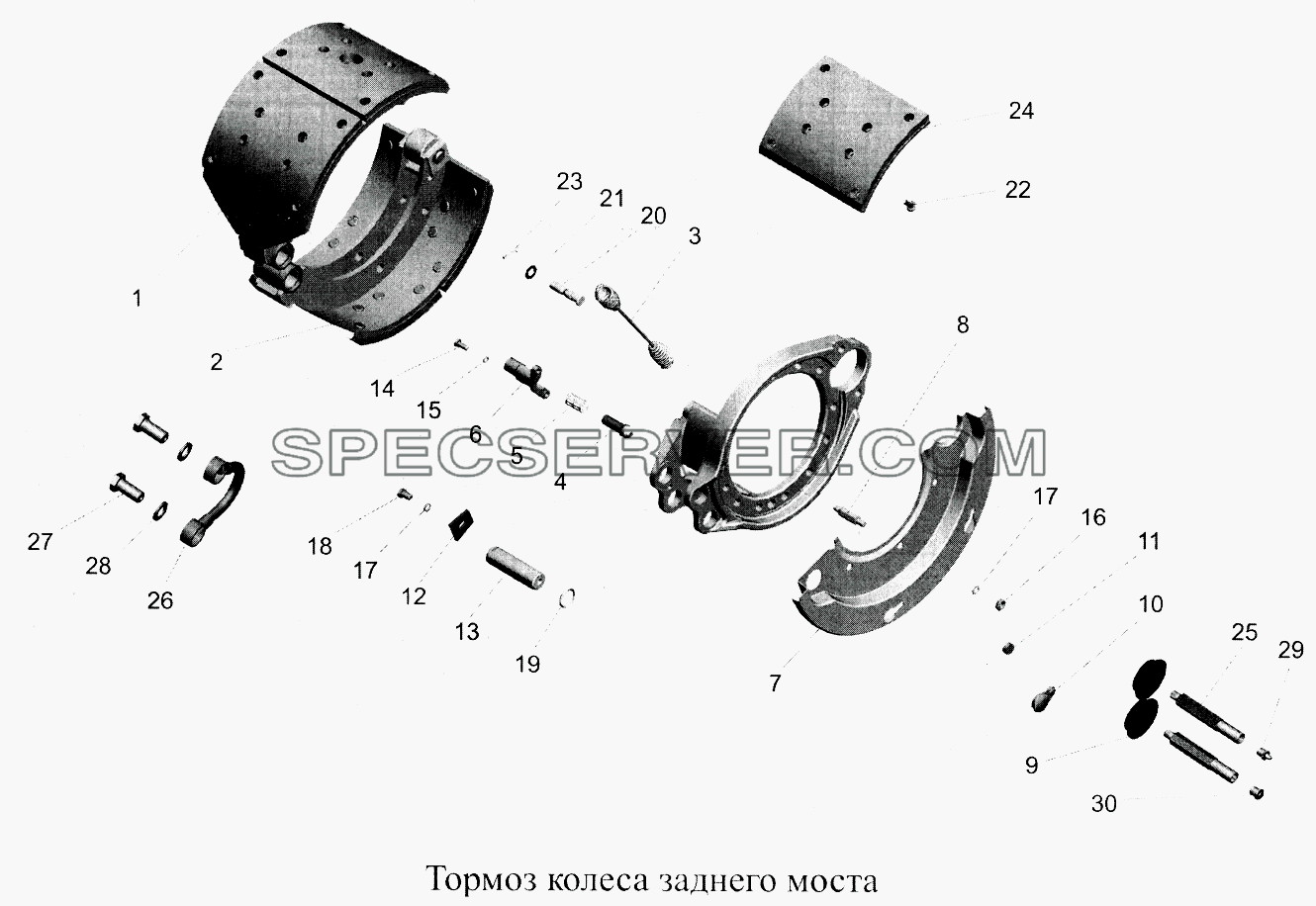 Тормоз колеса заднего моста для МАЗ-5516А5 (список запасных частей)