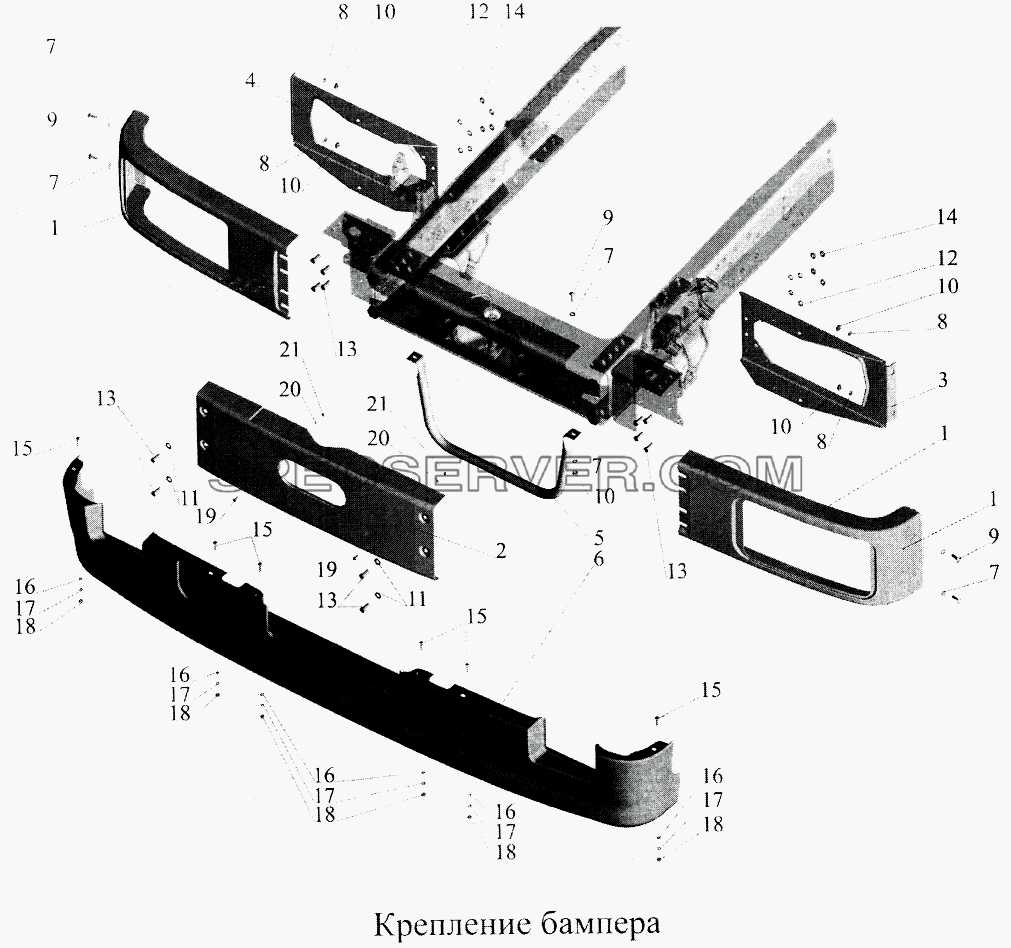 Крепление бампера для МАЗ-5516А5 (список запасных частей)