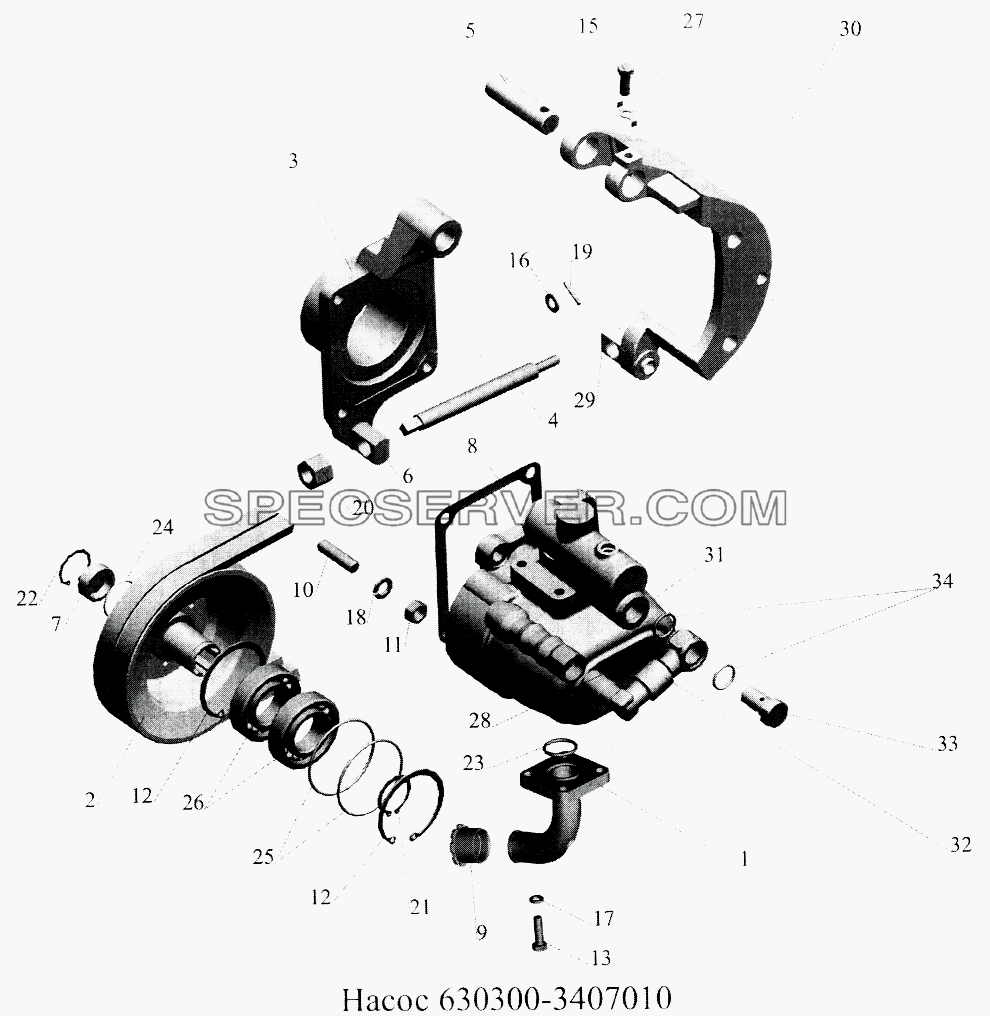 Насос 630300-3407010 (-700) для МАЗ-5516А5 (список запасных частей)
