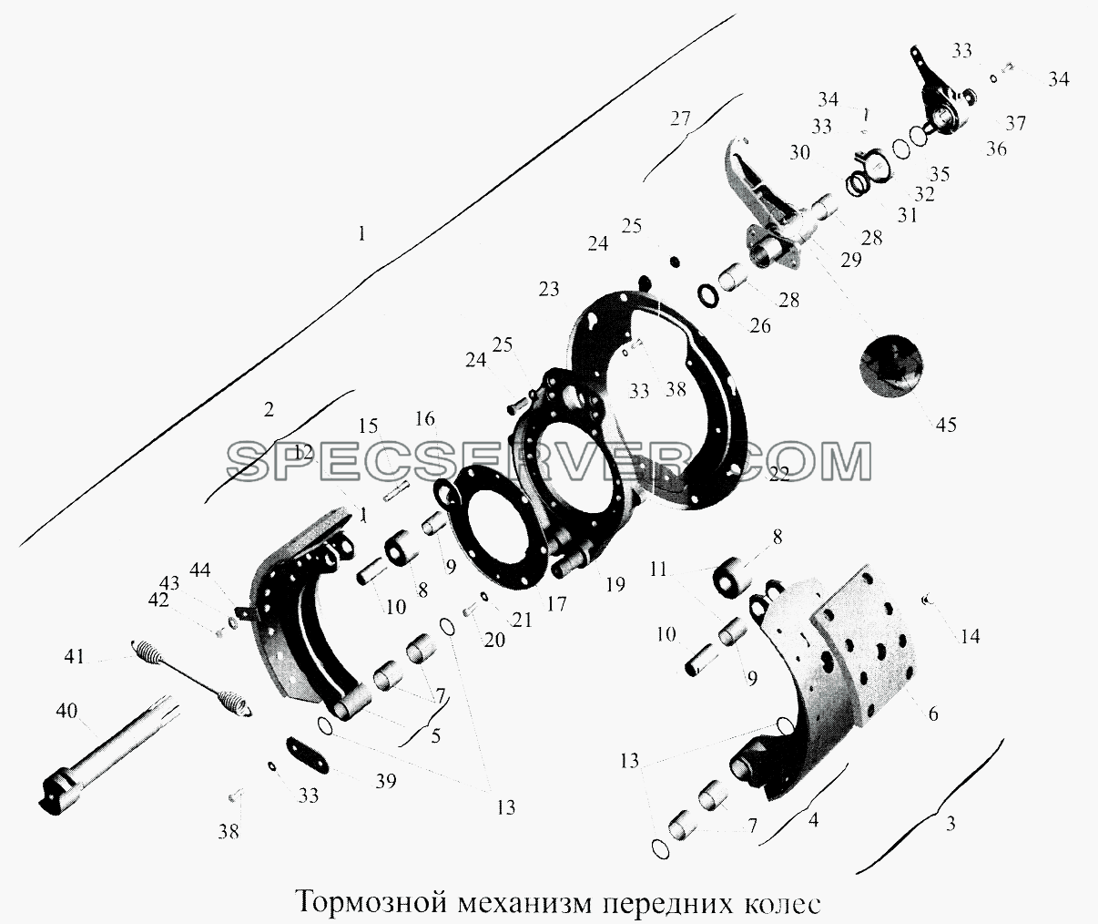 Тормозной механизм передних колес для МАЗ-5516А5 (список запасных частей)