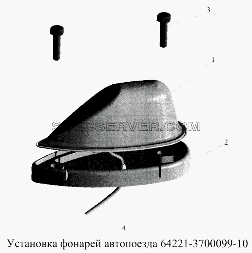 Установка фонарей автопоезда 64771-3700099-10 для МАЗ-5516А5 (список запасных частей)
