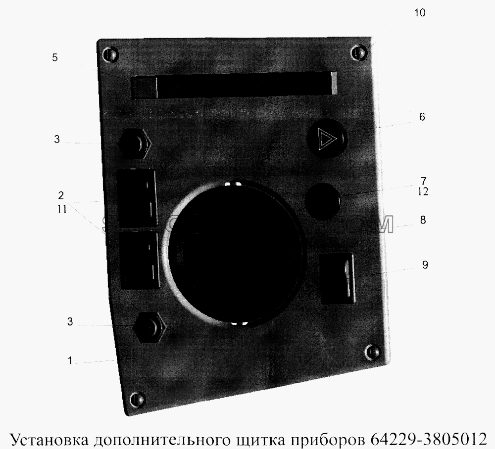Установка дополнительного щитка приборов 64229-3805017 для МАЗ-5516А5 (список запасных частей)