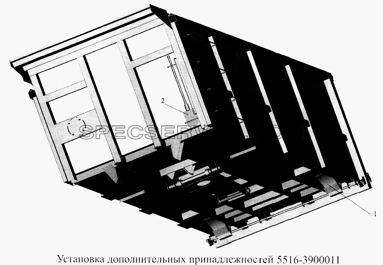 Установка дополнительных принадлежностей 5516-3900011 для МАЗ-5516А5 (список запасных частей)