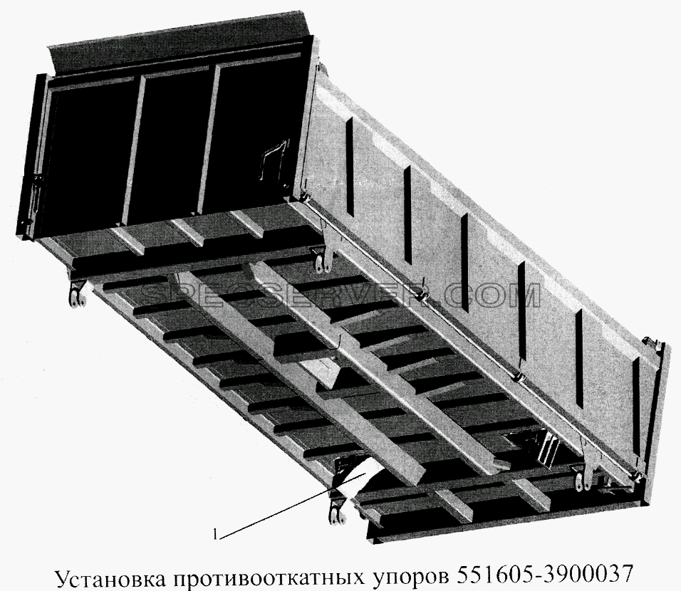 Установка противооткатных упоров 551605-3900037 для МАЗ-5516А5 (список запасных частей)