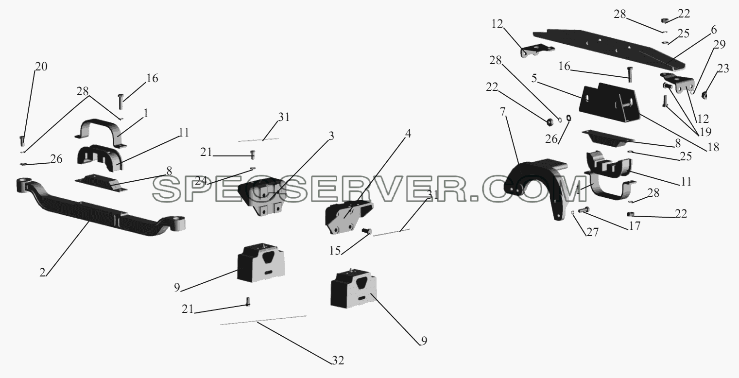 Крепление двигателя 555140-1001002-010 для МАЗ-555102, 5551А2 (список запасных частей)