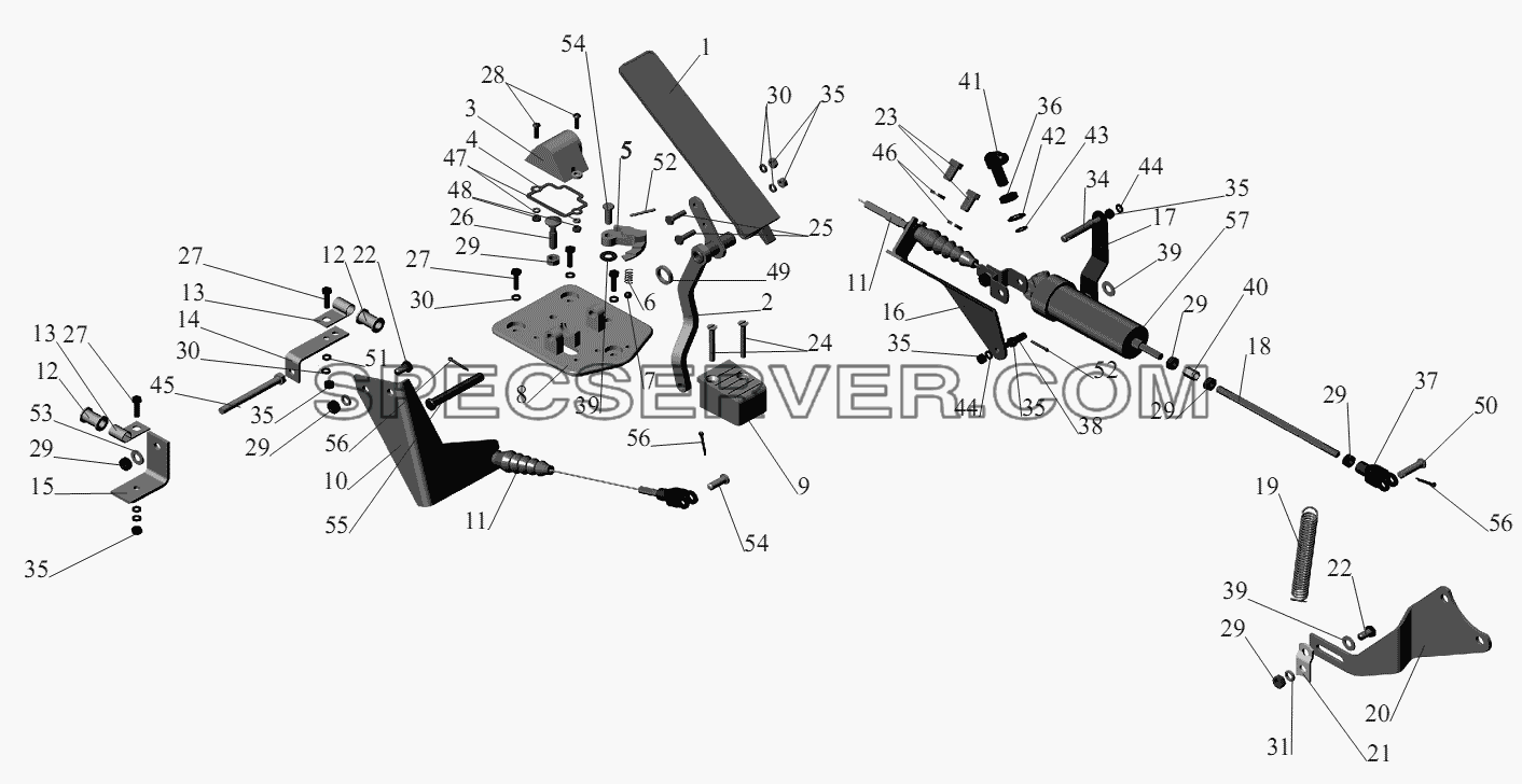 Привод управления двигателем 543202-1108002-010 для МАЗ-555102, 5551А2 (список запасных частей)