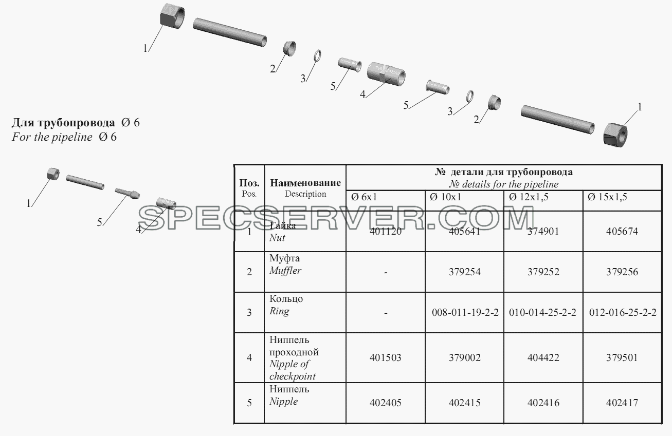 Соединение для ремонта поврежденных трубопроводов для МАЗ-555102, 5551А2 (список запасных частей)