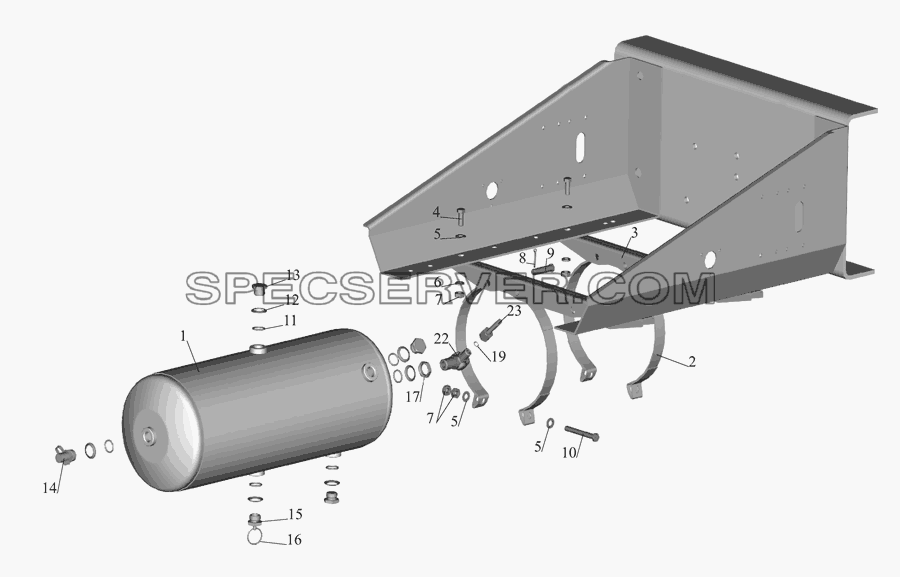 Установка ресивера 5551-3513005-10 для МАЗ-555142 (список запасных частей)