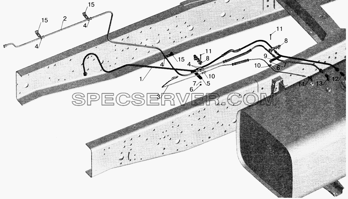 Установка топливопроводов МАЗ-551605 (без подогревателя) для МАЗ-5551 (2003) (список запасных частей)