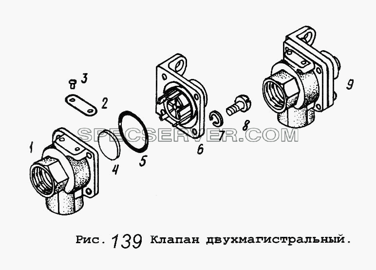 Клапан двухмагистральный для МАЗ-5551 (список запасных частей)