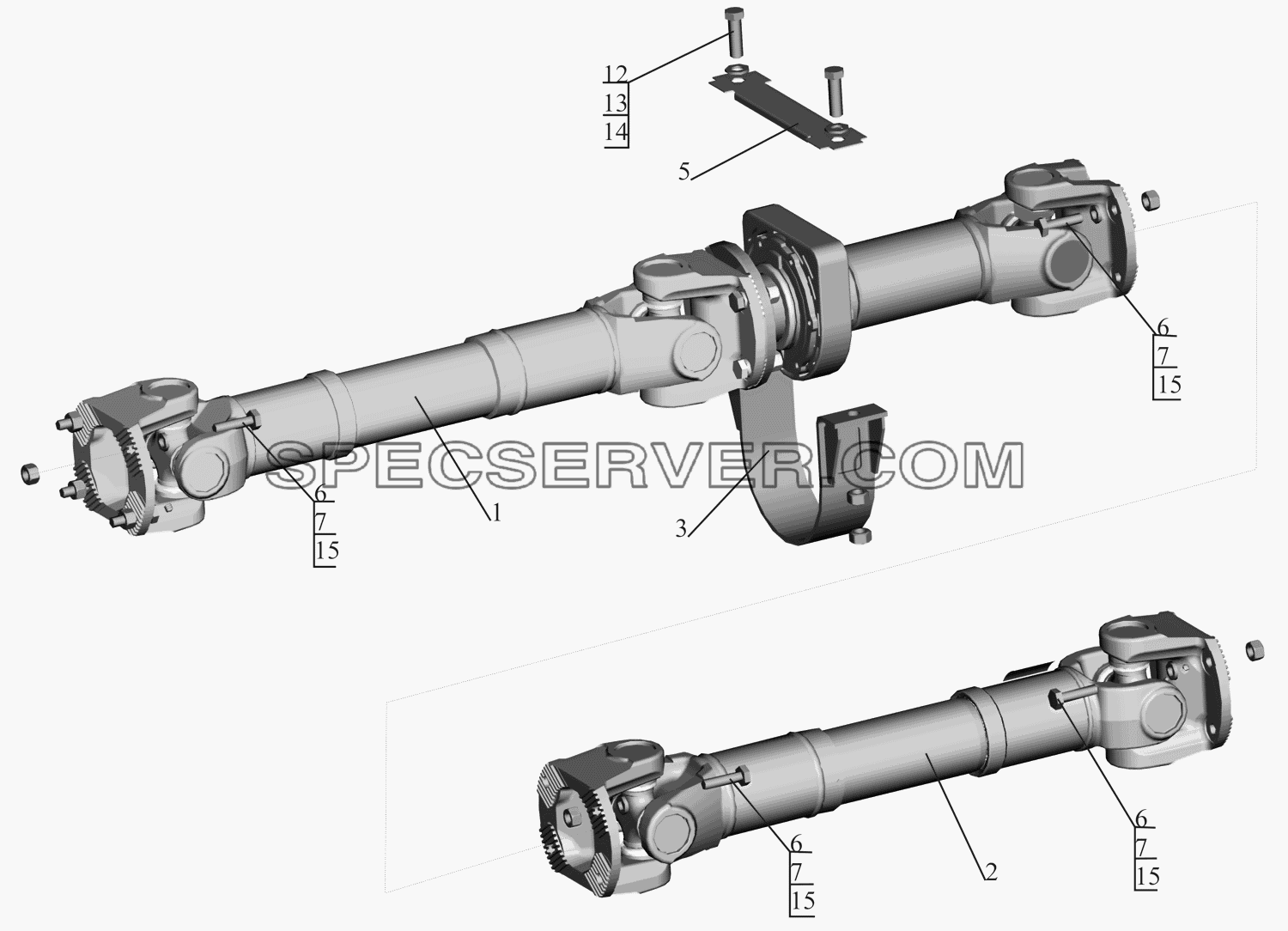 Установка карданной передачи 630333-2200000-010 для МАЗ-630333 (список запасных частей)