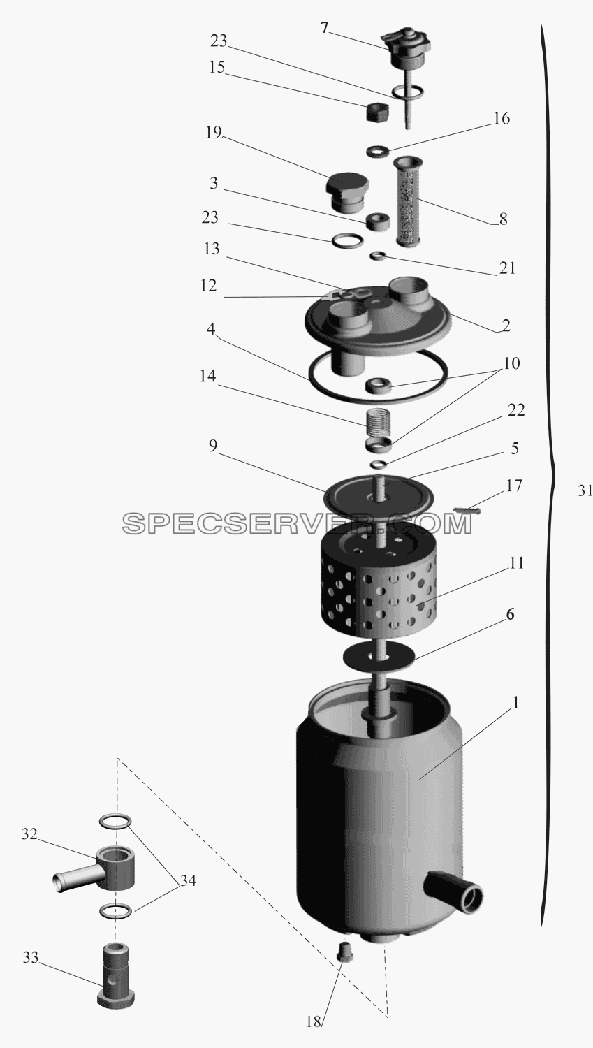 Бак масляный 64221-3410008 для МАЗ-630333 (список запасных частей)