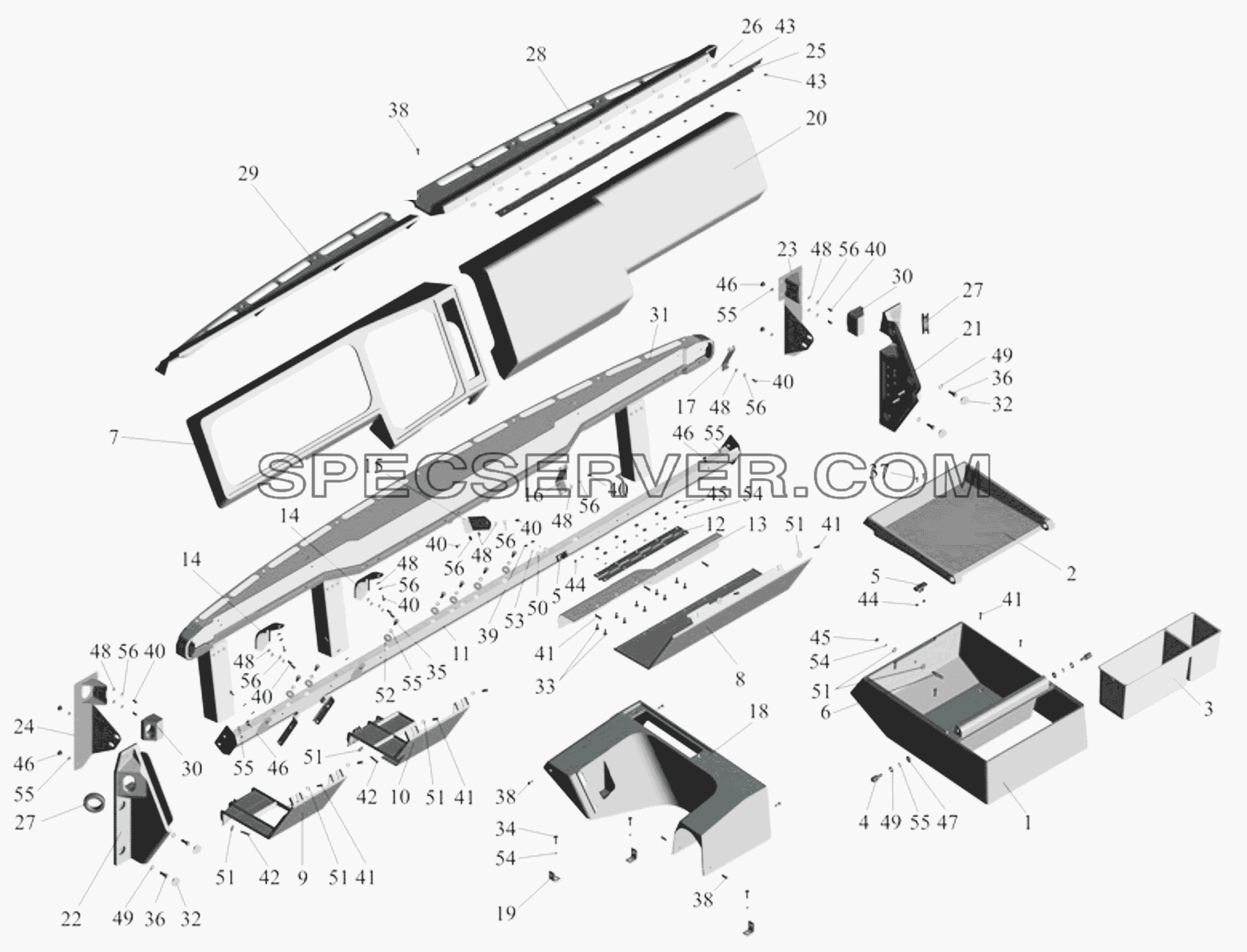 Панель приборов для МАЗ-6303A3, 6303A5 (список запасных частей)