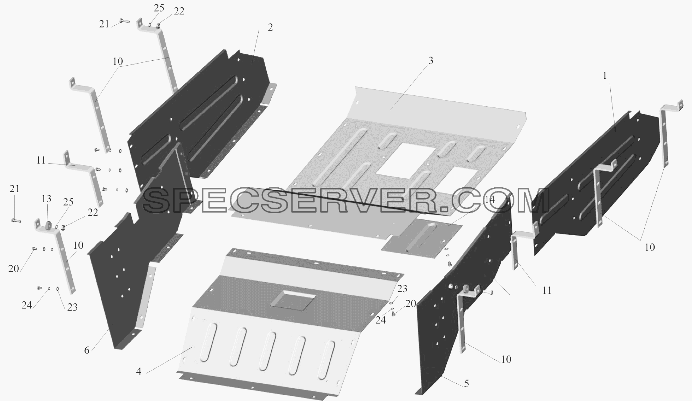 Установка шумоизоляционных экранов 555102-1061004 для МАЗ-6303A3, 6303A5 (список запасных частей)