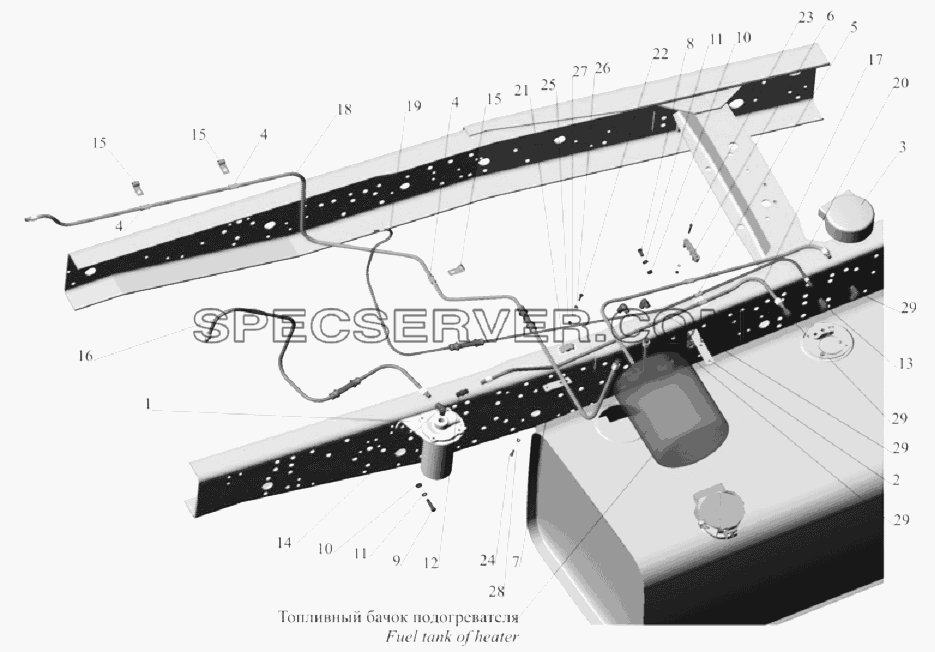 Установка топливопроводов 5336A5-1104002 для МАЗ-6303A3, 6303A5 (список запасных частей)