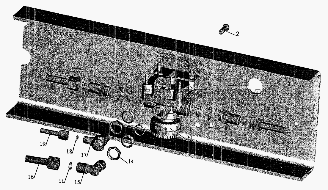 Установка ускорительного клапана и присоединительной арматуры на шасси на МАЗ-630305 под бетоносмеситель для МАЗ-6303 (2005) (список запасных частей)