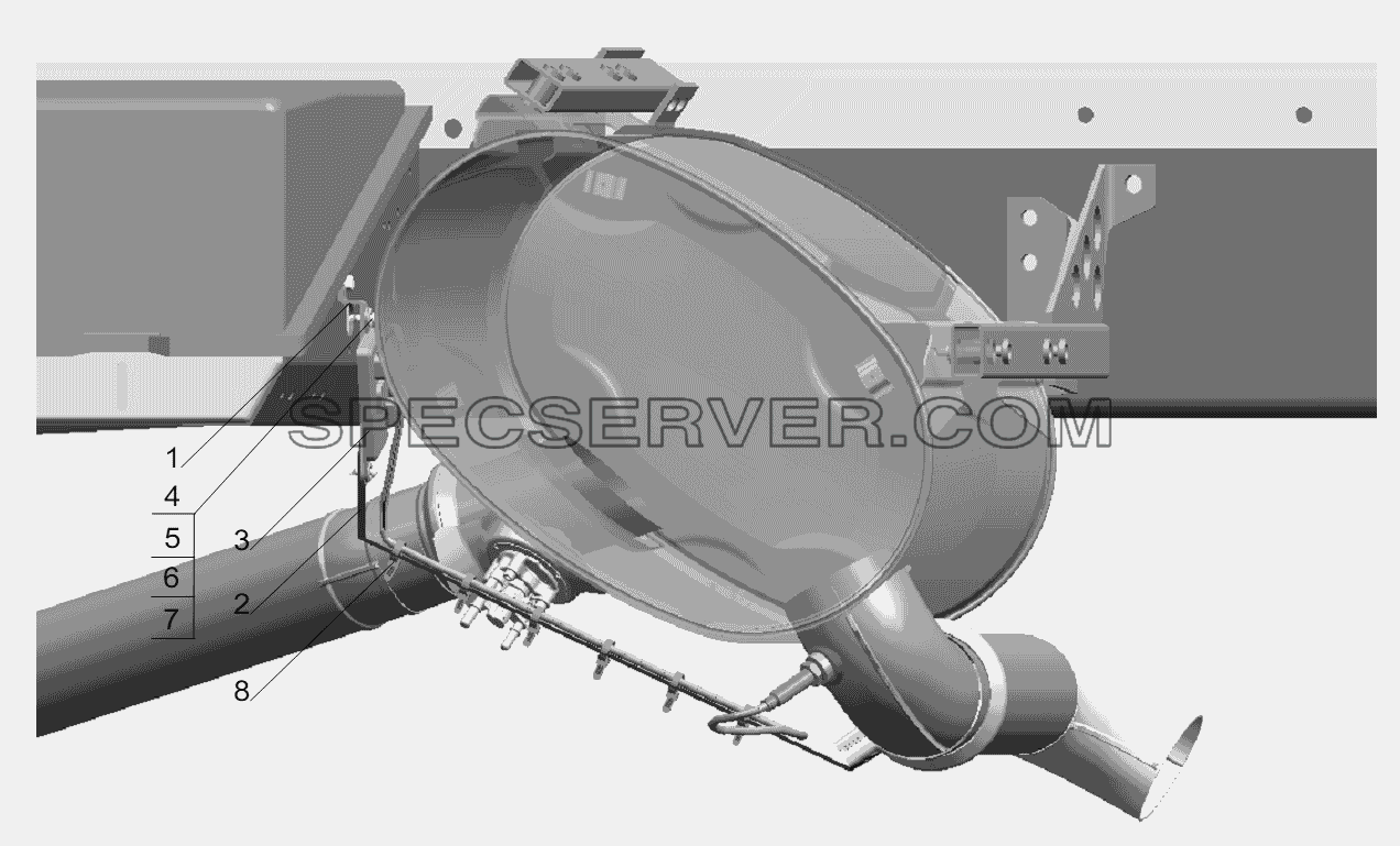 Установка датчика NOx на автомобили МАЗ-631236, 650136 для МАЗ-631236 (список запасных частей)