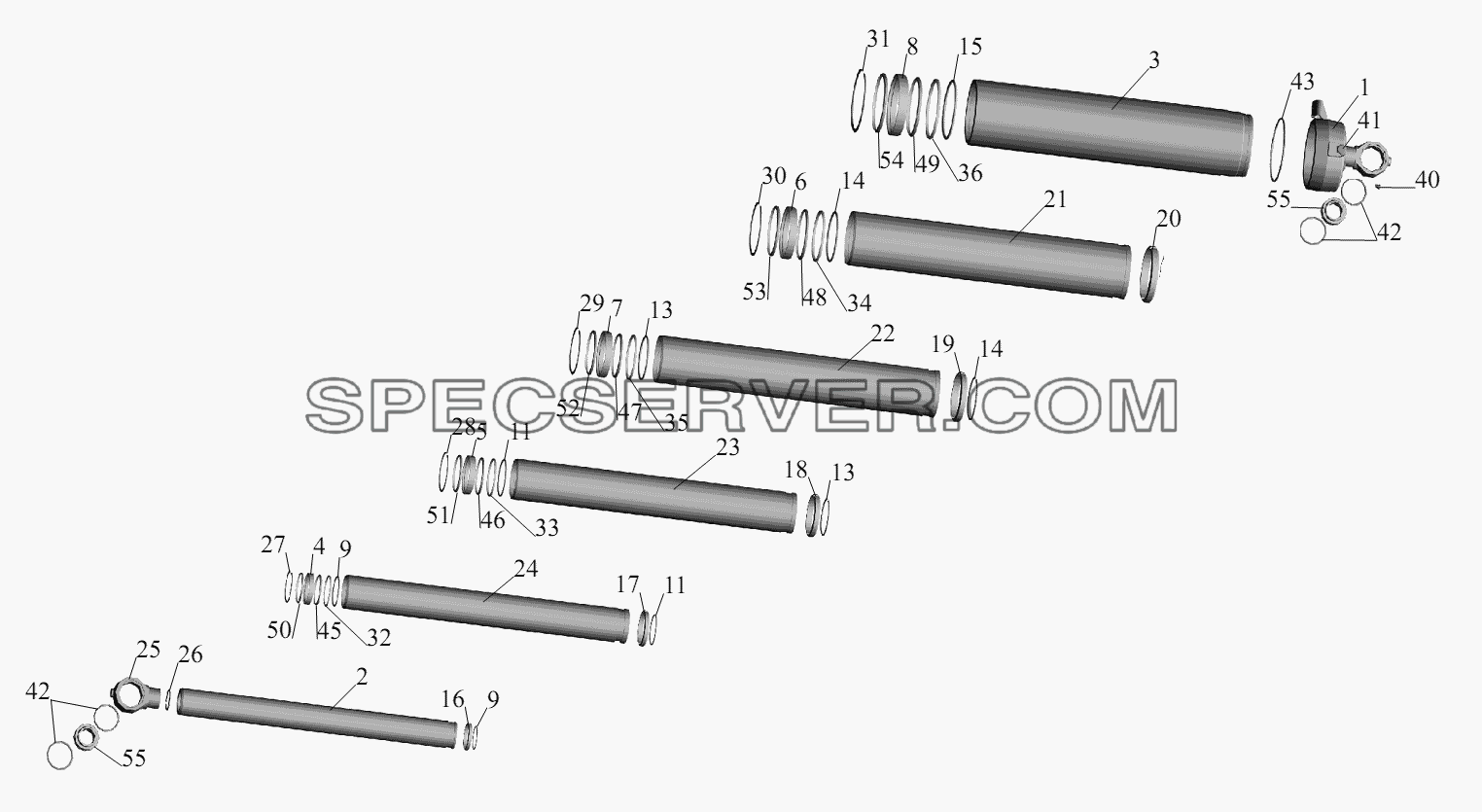 Гидроцилиндр 55165-8603510 для МАЗ-631236 (список запасных частей)