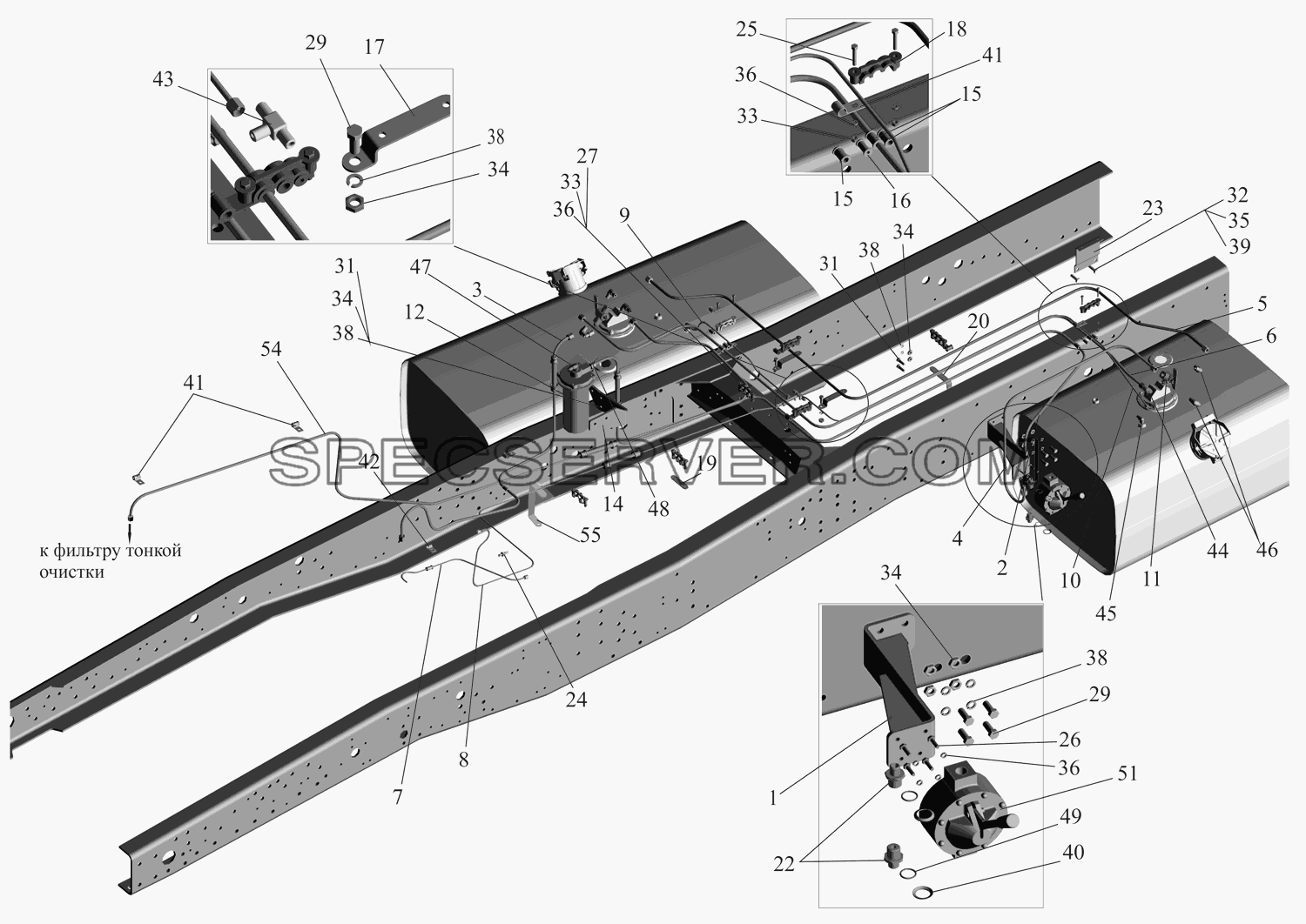 Установка топливопроводов 631705-1104002-060 для МАЗ-631705 (список запасных частей)