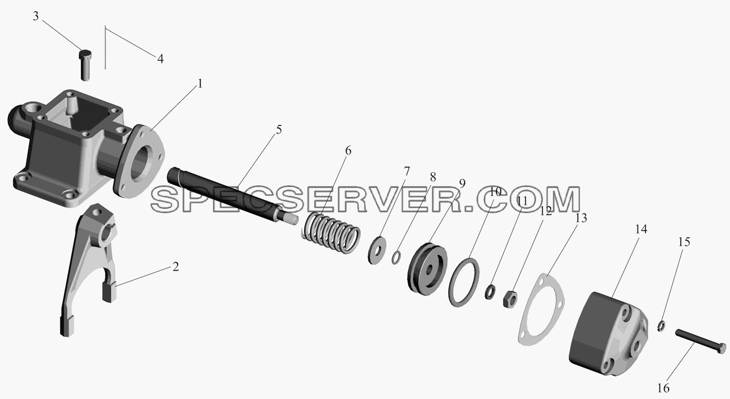 Коробка раздаточная. Механизм включения 5434-4216215-030 для МАЗ-631705 (список запасных частей)