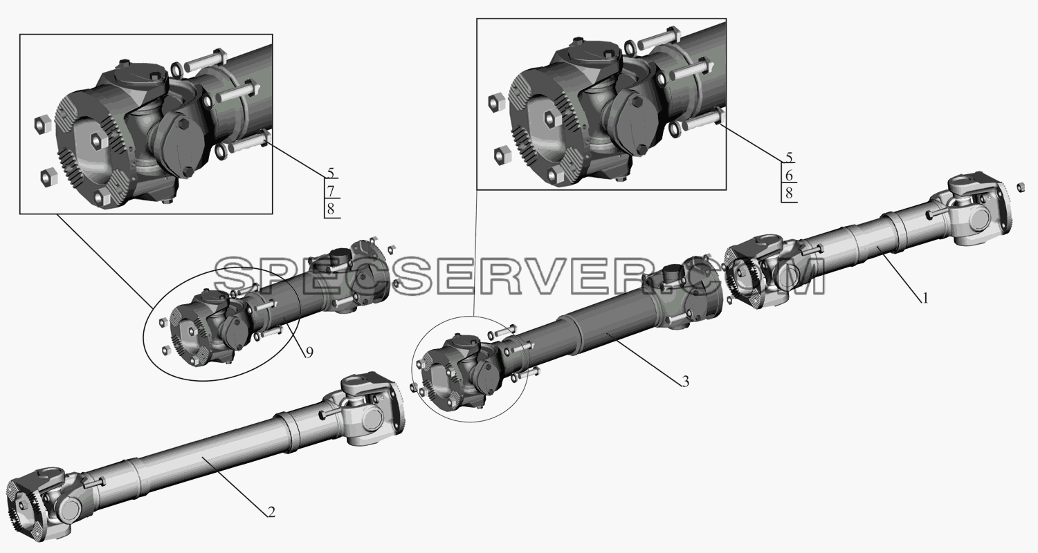 Установка карданных валов 642505-2200000-010 для МАЗ-631705 (список запасных частей)