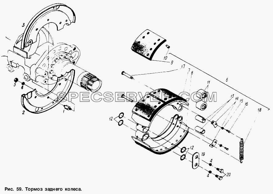 Тормоз заднего колеса для МАЗ-6317 (список запасных частей)