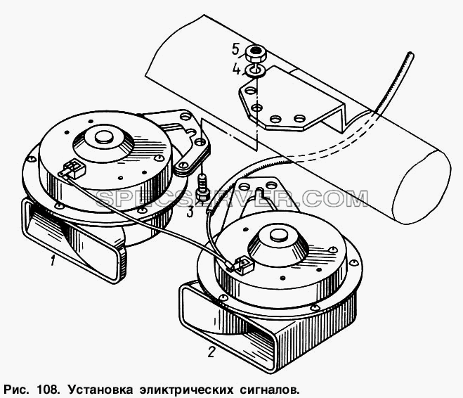 Установка электрических сигналов для МАЗ-64221 (список запасных частей)