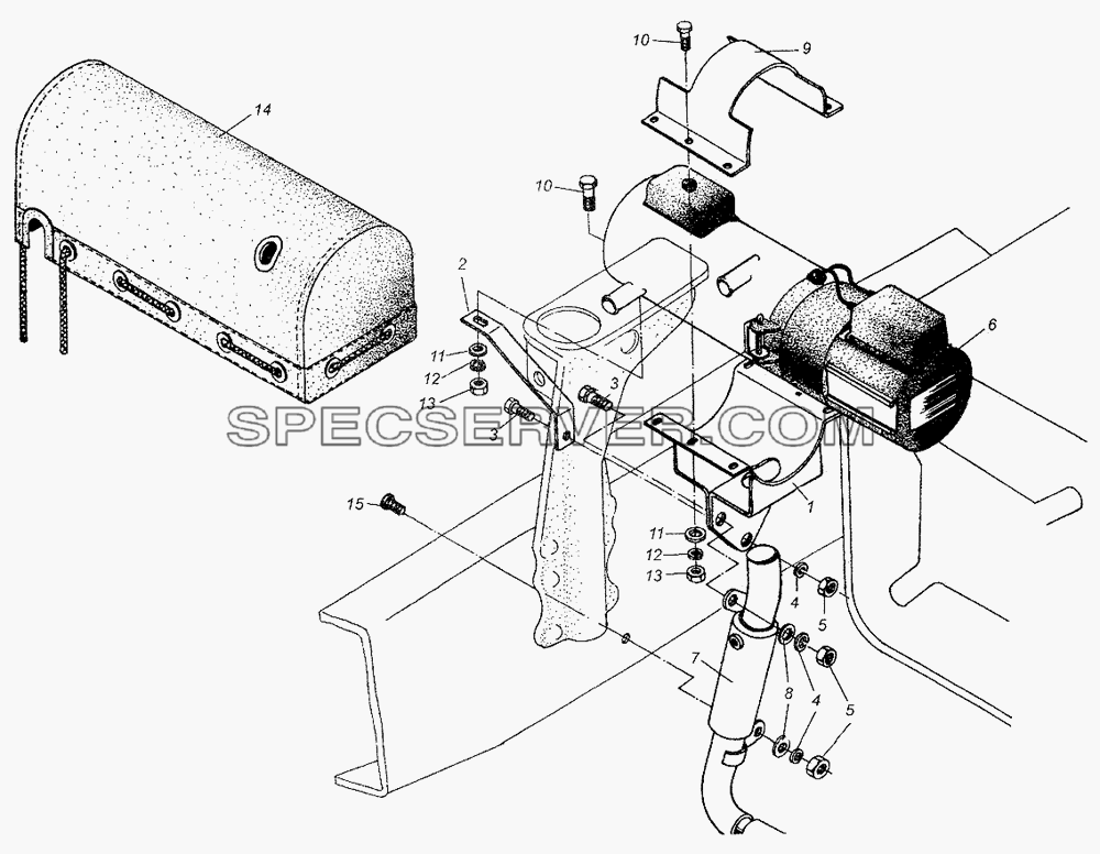 Установка подогревателя для МАЗ-64226 (список запасных частей)