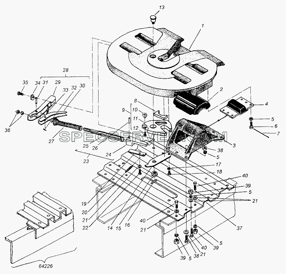 Устройство седельное с подставкой для МАЗ-64226 (список запасных частей)
