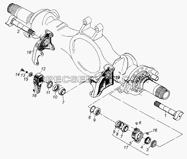 Привод тормозов среднего моста для МАЗ-64226 (список запасных частей)