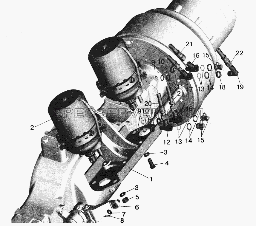 Установка тормозных камер МАЗ-543208, 543205, 543203, 543202 для МАЗ-6422 (список запасных частей)