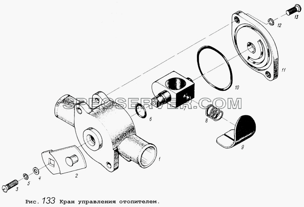 Кран управления отопителем для МАЗ-64255 (список запасных частей)