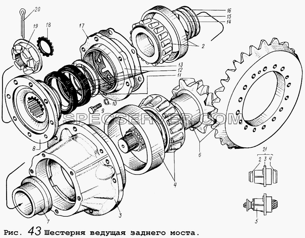Шестерня ведущая заднего моста для МАЗ-64255 (список запасных частей)