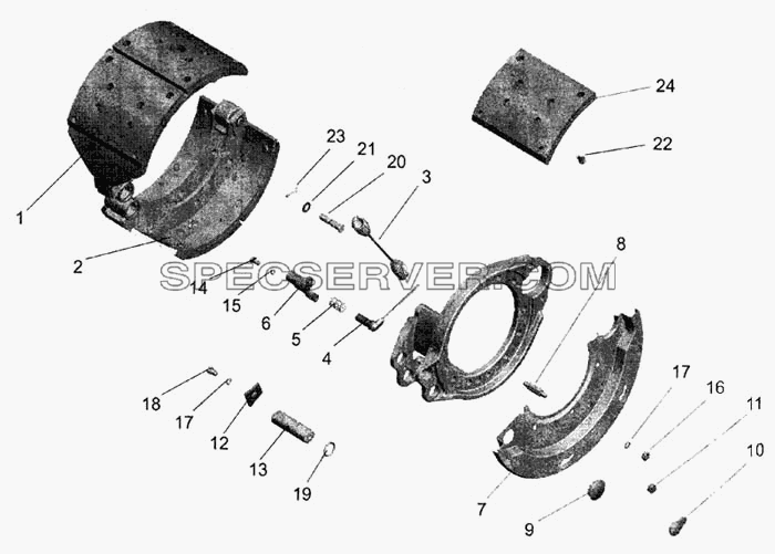 Тормоз заднего колеса для МАЗ-643068 (список запасных частей)