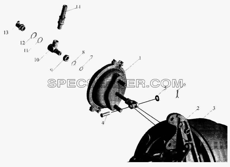 Установка тормозных камер и присоединительной арматуры для МАЗ-643068 (список запасных частей)