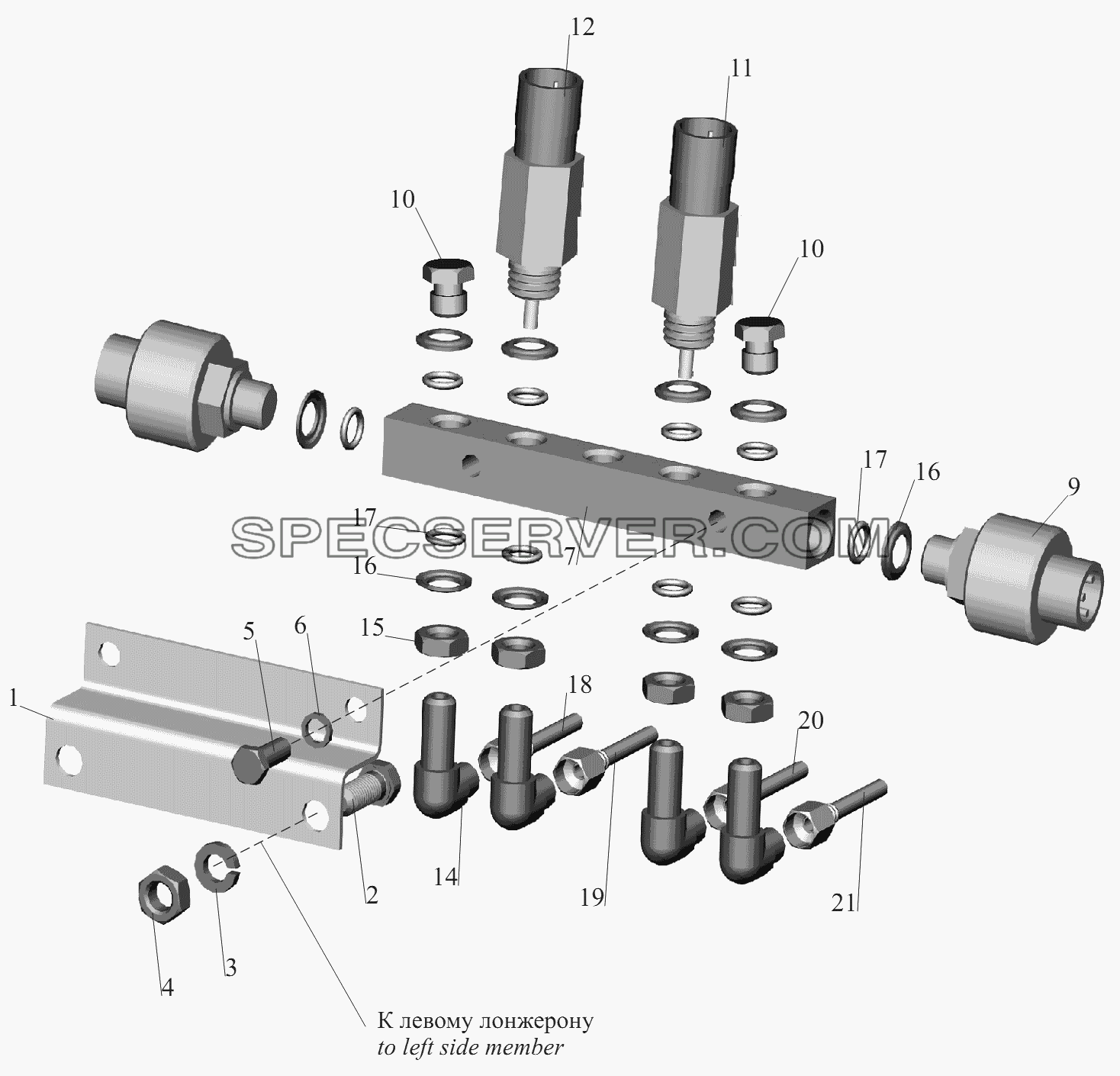 Установка датчиков для МАЗ-6430A8 (5440A8, 5440A5) (список запасных частей)