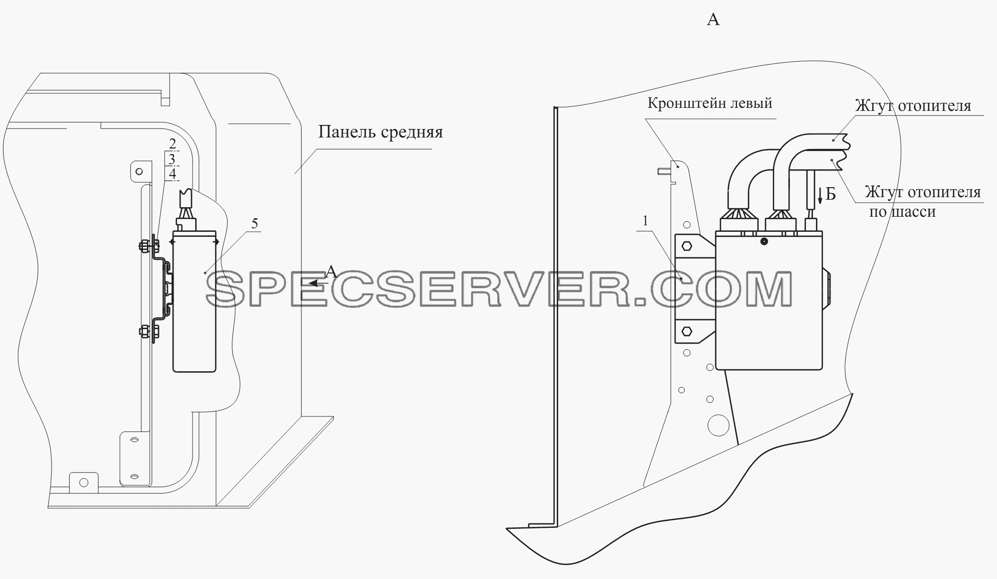 Установка блока управления подогревателем 544020-3700087 для МАЗ-6430A8 (5440A8, 5440A5) (список запасных частей)