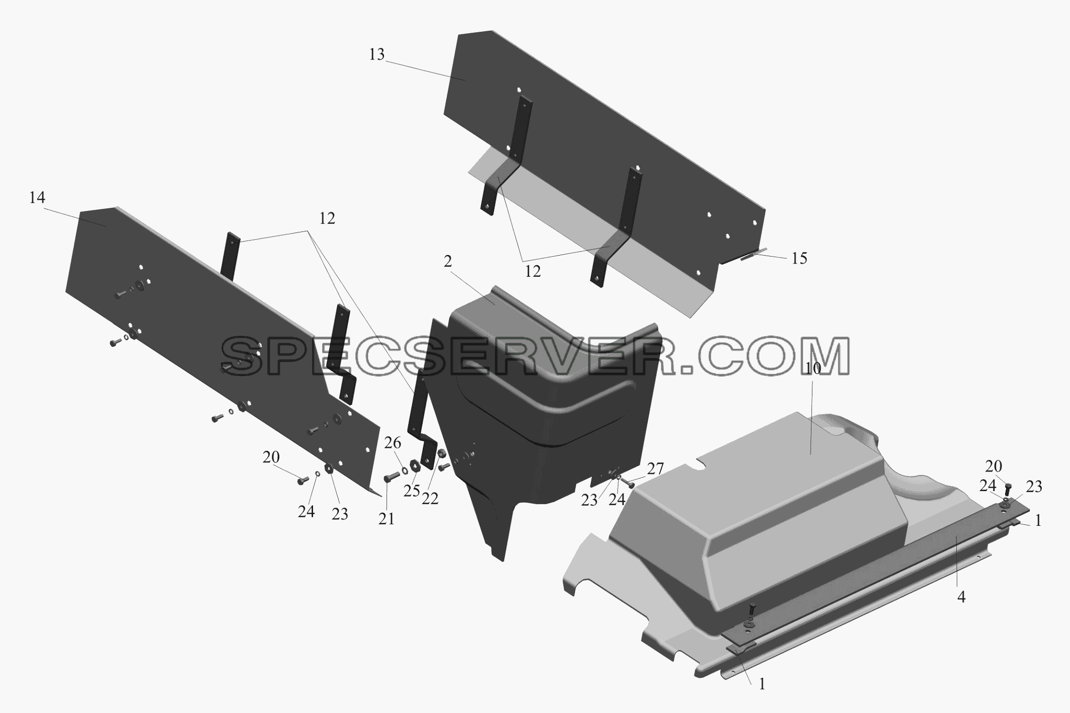 Установки шумоизоляционных экранов 650119-1061003-006 для МАЗ-650119 (список запасных частей)