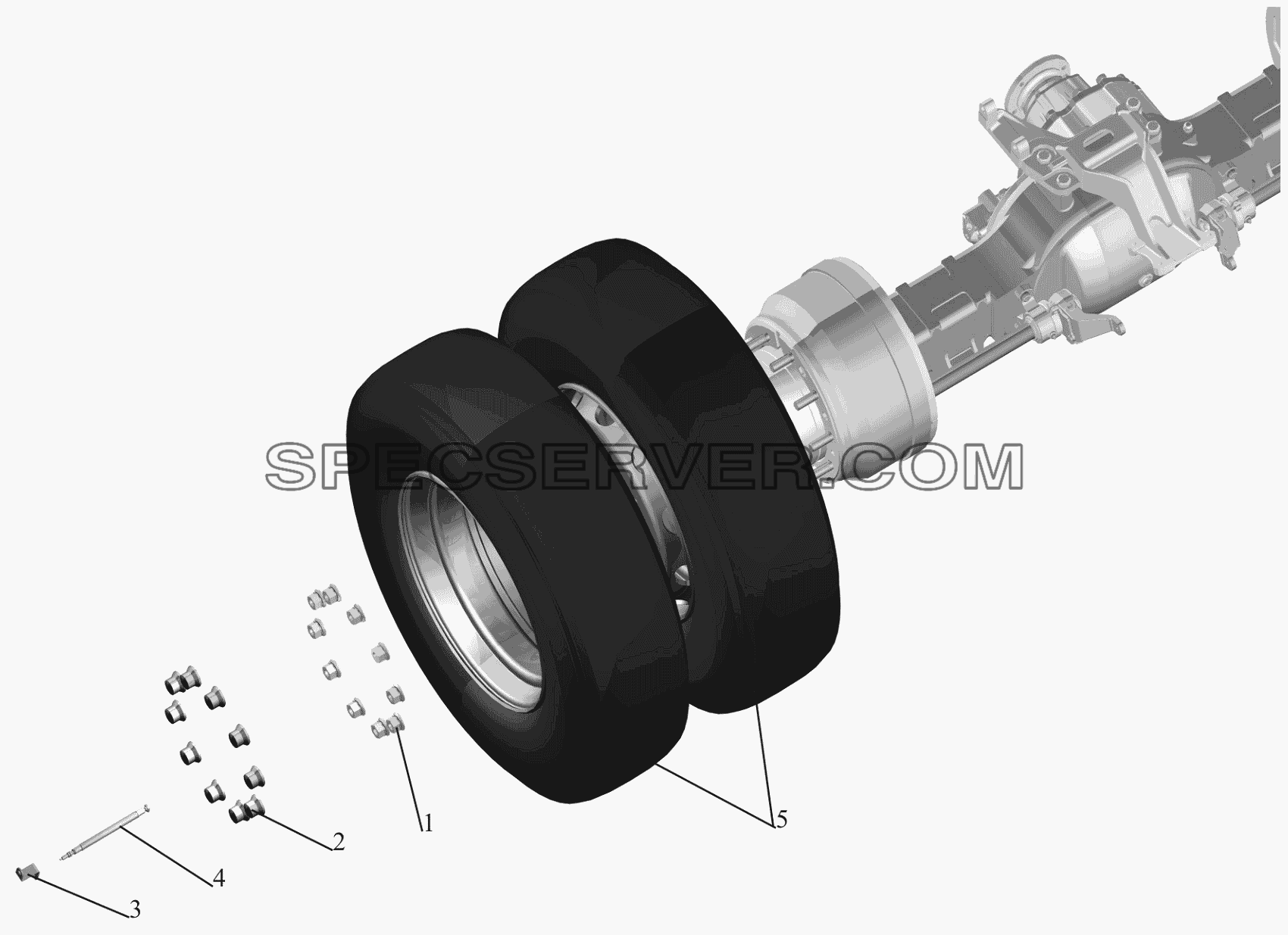 Установка задних колес для МАЗ-650119 (список запасных частей)
