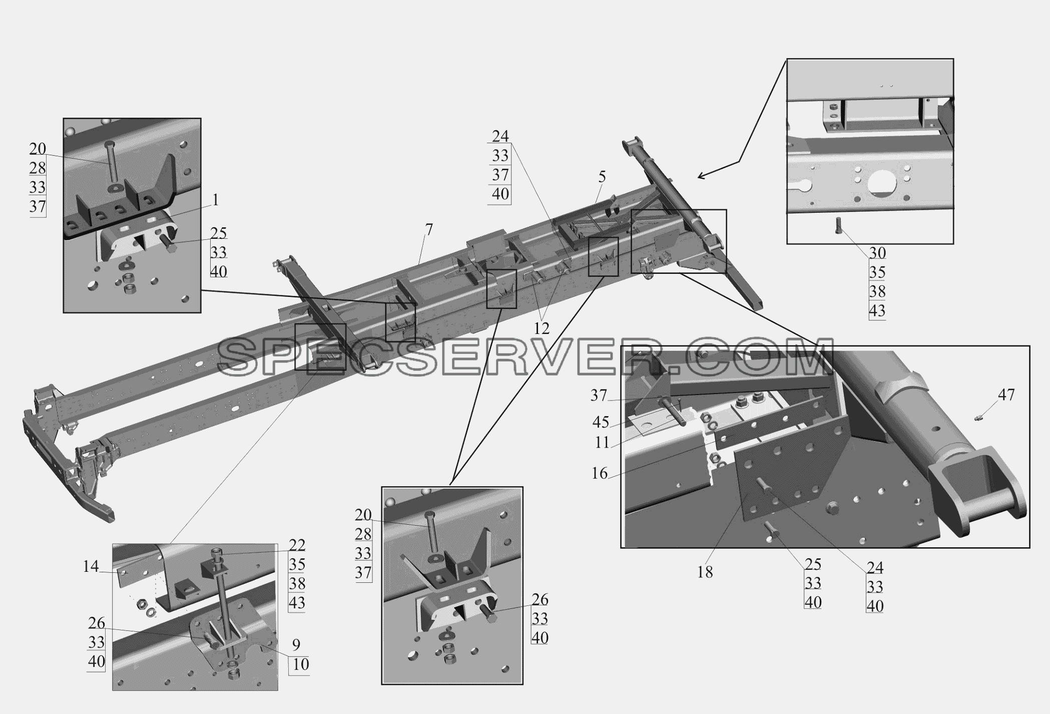 Установка надрамника 650119-8600002 для МАЗ-650119 (список запасных частей)