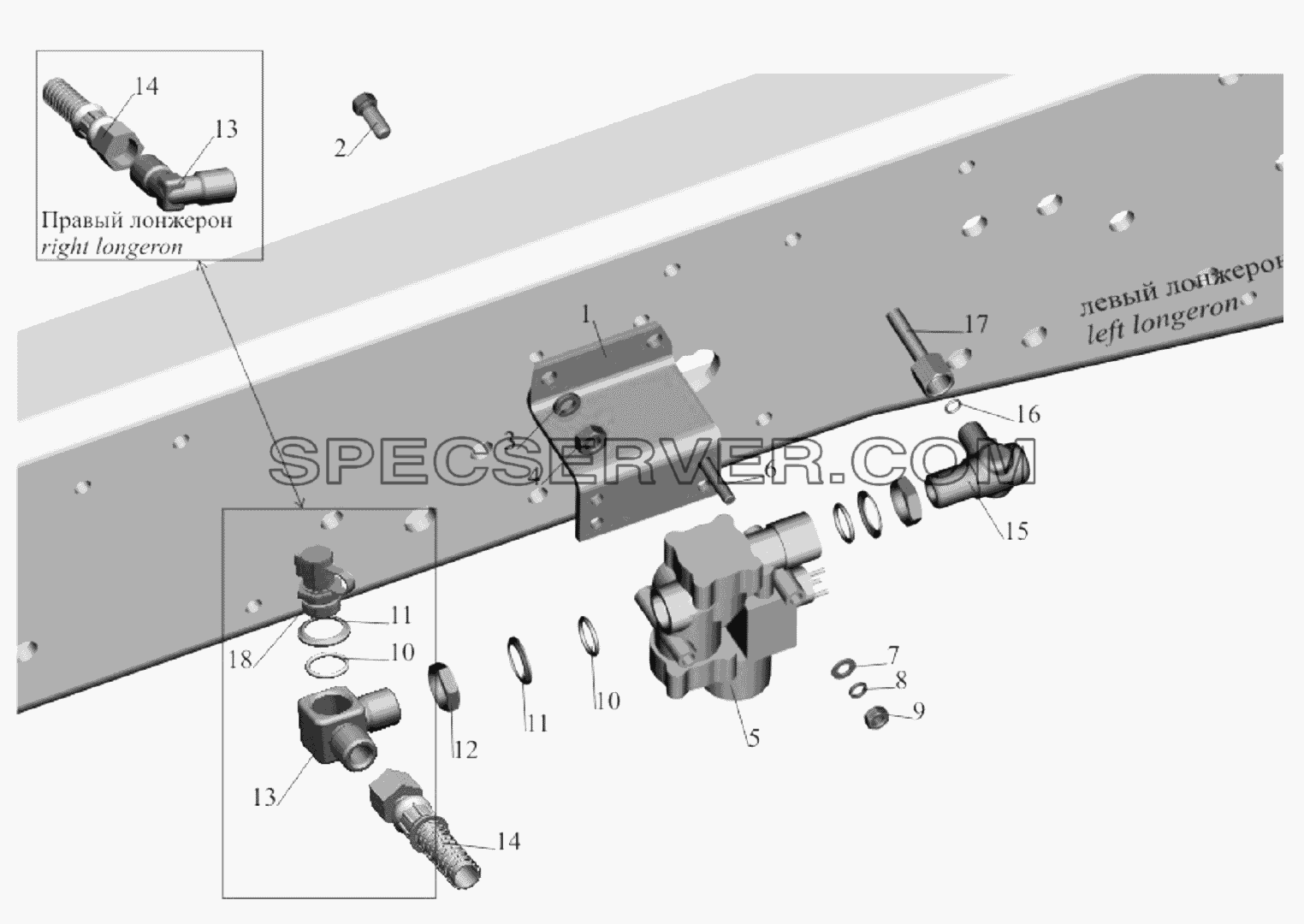 Установка передних модуляторов и присоединительной арматуры для МАЗ-651705 (список запасных частей)