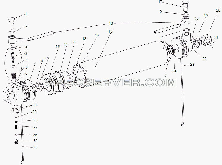 Цилиндр гидравлический 79092-5003010-10 для МАЗ-74131 (список запасных частей)