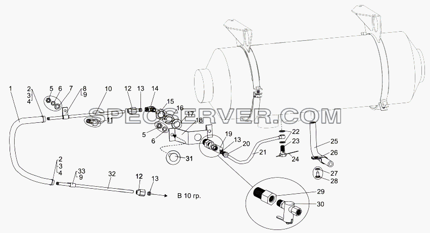 Установка топливопроводов независимого отопителя для МАЗ-74131 (список запасных частей)