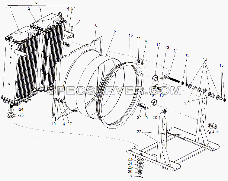 Радиатор с балкой для МАЗ-74131 (список запасных частей)