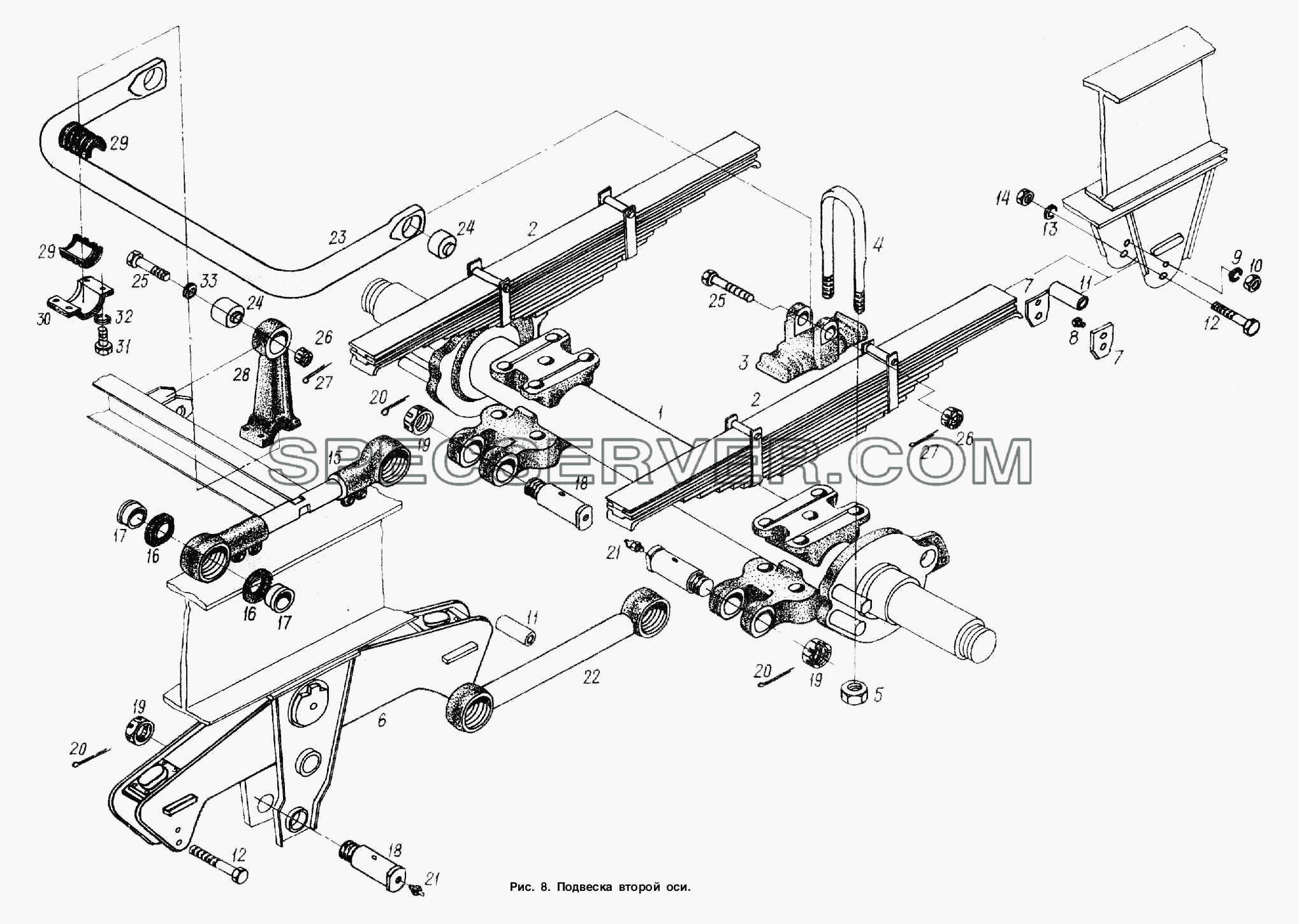 Подвеска. Установка второй оси для МАЗ-938662 (список запасных частей)