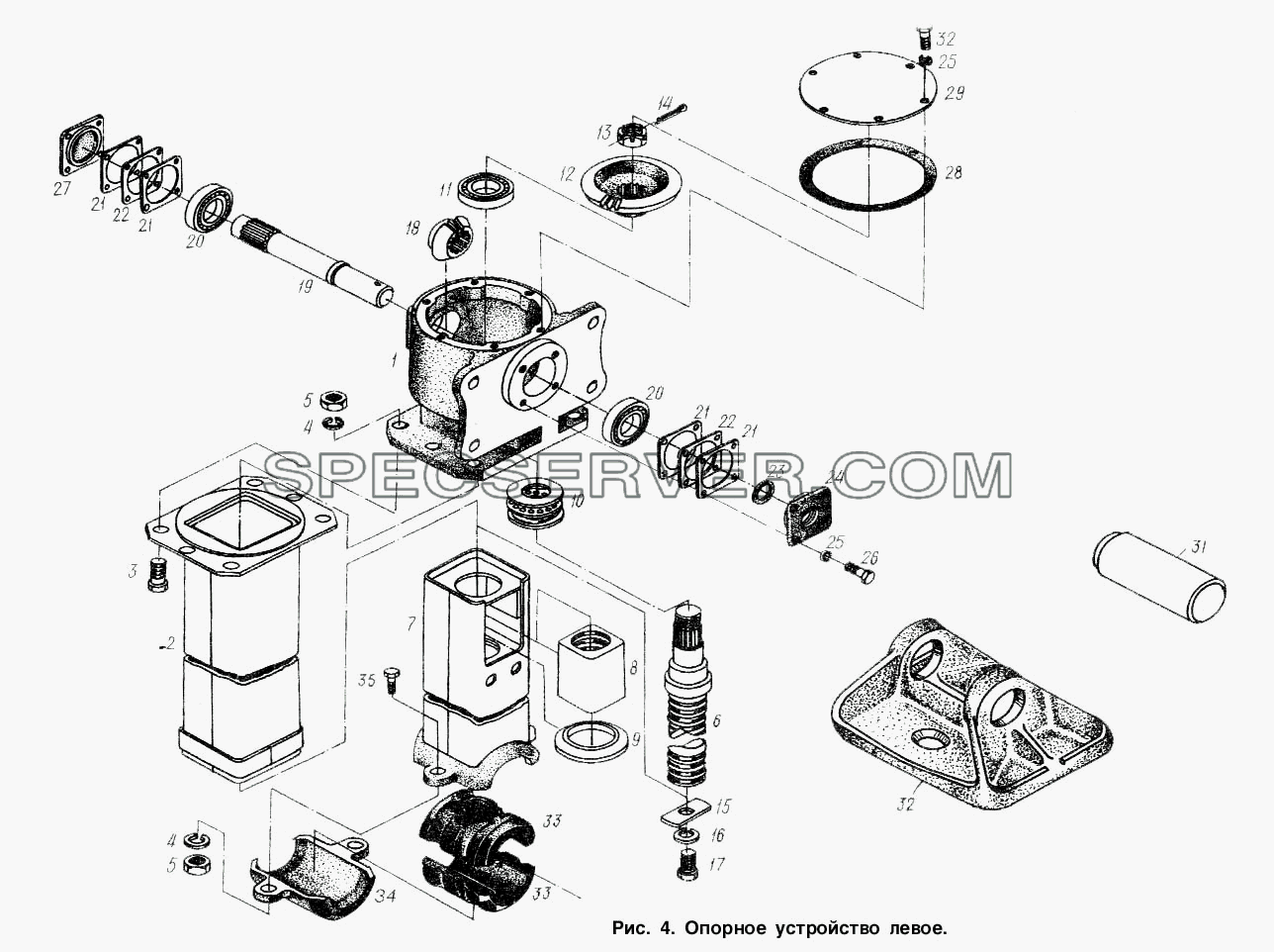 Опорное устройство левое для МАЗ-938662 (список запасных частей)