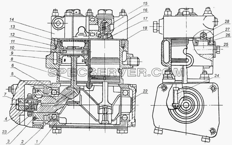 Компрессор 13.3509012 для МоАЗа-7505 (список запасных частей)